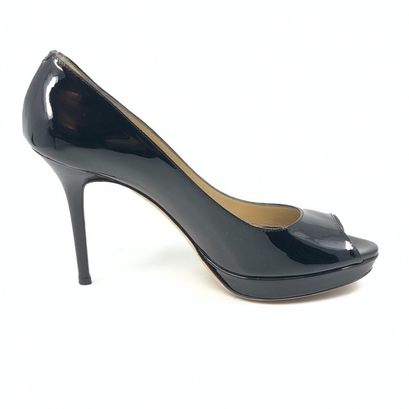 Jimmy Choo Black Patent Leather Peep Toe Pump - Picture 2 of 3